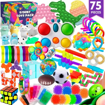 Produktbild von 75 Stück Zappeln Spielzeuge für Kinder Partygeschenke Mitgebsel Kindergeburtstag gastgeschenke Klassenzimmer Preise zum Stressabbau Schatztruhe Pop It