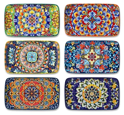 Obrázek produktu pro Sada 6 Bohemian porcelánových talířů 22 x 13 cm