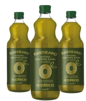 Produktbild von ICONICO RUSTICANO UNGEFILTERT 3 Liter Natives Olivenöl EXTRA aus Apulien/Italien - 3x1 Liter Glas - Neue Ernte