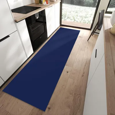 Produktbild von Küchenteppich 80x280cm rutschfest & abwischbar PVC Läufer - Marineblauer Hintergrund II