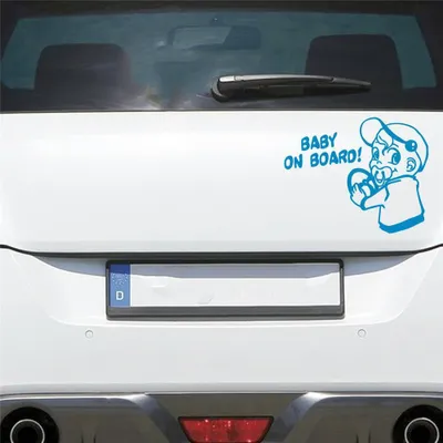 Produktbild von Auto Aufkleber Baby AN Bord Board Tour Junge 19x15 cm Hellblau Sticker Heckscheibenaufkleber