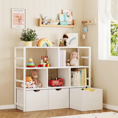 Produktbild von Bücherregal mit 3 Schubladen und 5 Fächern 33 x 100 x 90 cm Weiß
