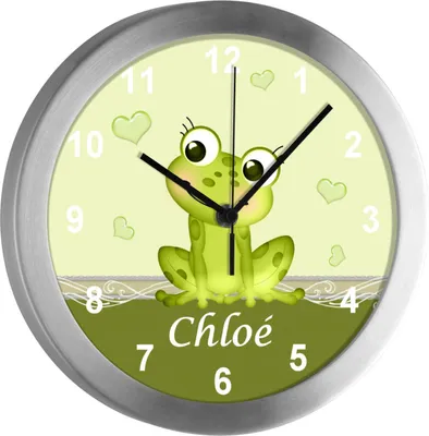 Produktbild von Kinderzimmer Funkwanduhr, Funkuhr Wanduhr Kinder, Frosch 25 cm