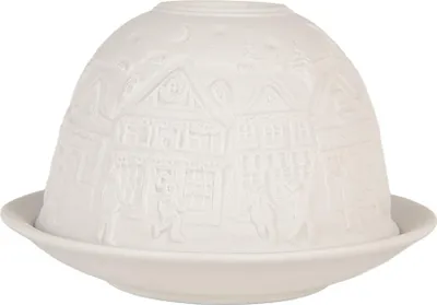 Immagine prodotto di Portacandele Clayre & Eef Ø 12x8 cm Case in porcellana bianca