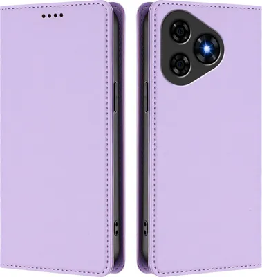 Image de Étui en cuir pour Ulefone Note 19, étui à rabat magnétique en cuirPolyuréthaneavec support, violet clair