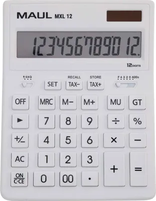 Produktbild von MAUL Tischrechner MXL 12 LCD-Anzeige 1-zeilig, 12 Ziffern Solar Batterie 20.5 x 15.5 x 3.5 cm weiß