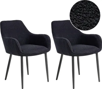 Obrázek produktu pro BELIANI Sada 2 jídelních židlí černá buklé čalounění s područkami černé kovové nohy moderní design