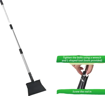 Obrázek produktu pro Lopata na úklid zahrady, nastavitelná rukojeť, vylepšená stabilita, černá