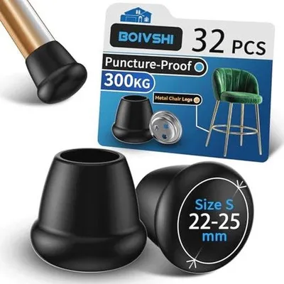 Produktbild von Famanu Stuhlbeinstopper 19-22 mm - Bodenschutz für Stühle in Schwarz - 32 Stück