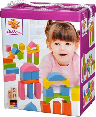 Produktbild von Bunte Holzbausteine in einer Aufbewahrungsbox mit Sortierdeckel – 75 Teile – in Pastellfarben