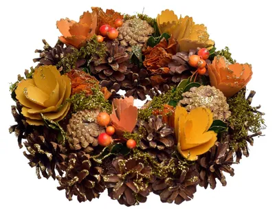Herbstkranz aus Reisig, bunt, 25x25x8 cm, Naturmaterial