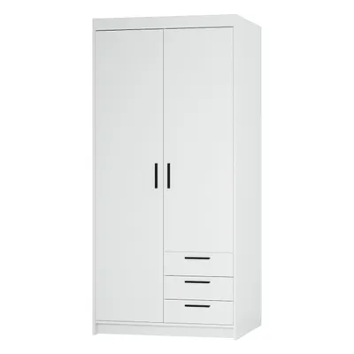 Produktbild von AX LIVING Storicos 2T3S Kleiderschrank Weiß mit schubladen 89,7 cm