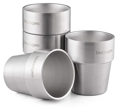 Image de Elzusha - Coffret de 4 verres en acier inoxydable à double paroi, capacité de 300 ml
