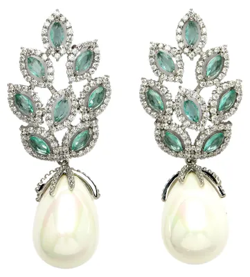 Image de AVANT-GARDE PARIS Collection Diva Boucles d'oreilles pendantes élégantes en zircone à feuilles