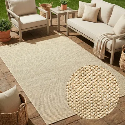 Produktbild von Tapiso Teppich CALMA In- & Outdoor Beige Balkon UV-beständig 80 x 150 cm