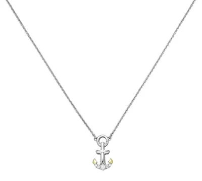 Produktbild von Collier Halskette mit Anhänger Anker Schiffsanker 925 Silber mit 5 Zirkonia 45cm