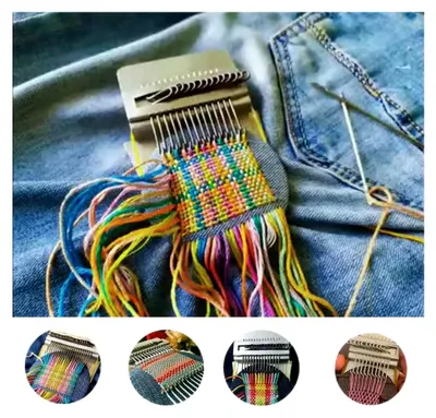 Produktbild von Kleiner Webstuhl für DIY-Projekte, Speedweve Webwerkzeug für Anfänger, zum schnellen Reparieren von Jeans, Kleidung und Socken, 10 Häkelnadeln
