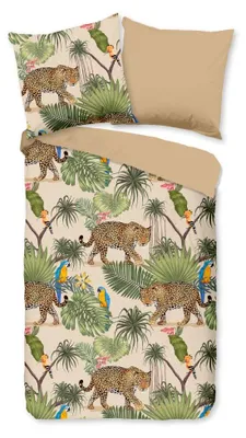 Productafbeelding van Good Morning Dekbedovertrek "Tropical" - Bruin - (140x200 cm) - 100% Katoen