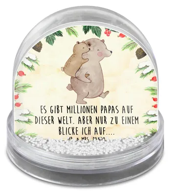 Produktbild von Mr. & Mrs. Panda Schneekugel Weihnachten Papa Bär - Naturpapier - Geschenk, schnee kugel, Vater, Geburtstag, dekoartikel, wasserkugel, Muttertag, Weihnachts, Vatertag
