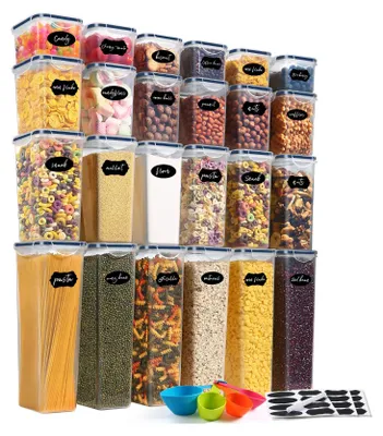 Produktbild von BPA-freies, luftdichtes, 24-teiliges Plastik-Verpackungssystem mit Deckeln, für Trocken Lebensmittel, Getreide, Mehl und Zucker