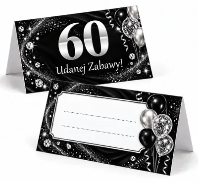 Zdjęcie produktu dla Winietki na Stół na 60 Urodziny Czarny Diament Srebro - 6 szt