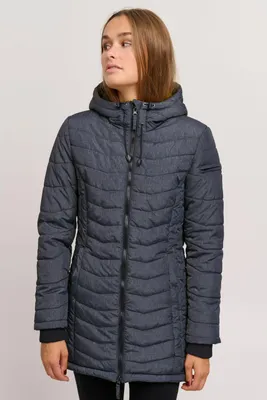 Produktbild von OXMO OXNelly Damen Steppmantel Wintermantel Winterjacke gefüttert mit Kapuze