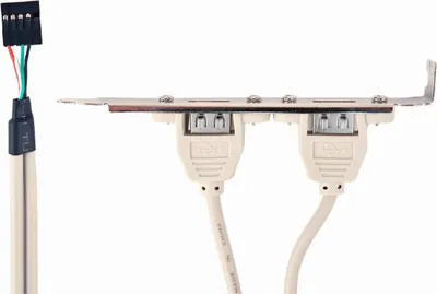 Produktbild von Gembird Dual USB Anschlussblende, USB 2.0, Grau, Metallisch, 1 Stück(e), 110 mm, 120 mm, 30 mm