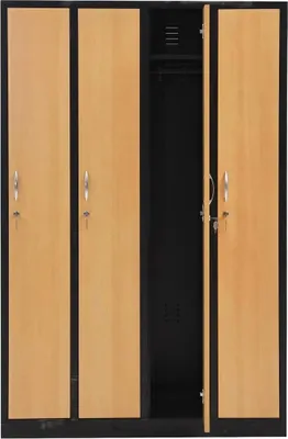 Produktbild von Garderobenschrank 180x120x50 cm – 30 cm Abteile, Stahl, Schwarz