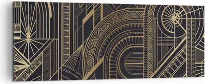 Produktbild von Bild auf Leinwand - Leinwandbild - Einteilig - Ornament Gold Schwarz - 140x50cm - Wand Bild - Wanddeko - Wandbilder - Leinwanddruck - Bilder - Wanddekoration - Leinwand bilder - AB140x50-4522