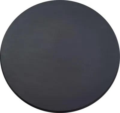 A top-down view of a black circular table top.