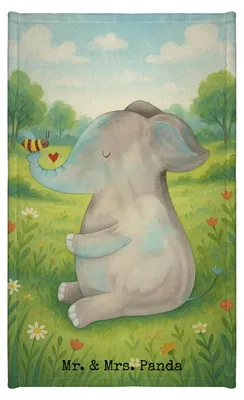 Produktbild von Mr. & Mrs. Panda Handtuch Elefant Biene Design - Weiß - Geschenk, Frotteetuch, Liebesspruch, gäste wc, Lustige Sprüche, Gästehandtuch 30x50, Gästetuch, klein, Liebe
