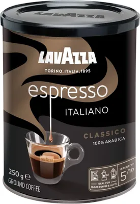 Obrázok produktu pre Lavazza Espresso Italiano Classico 250 g, 250 g, Stredne pražená, Americano, Espresso, 100% Arabica, 1 kusov, Plechovka