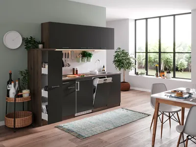 Produktbild von Küche Küchenzeile Singleküche Eiche York Grau Oliver 225 cm Respekta
