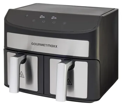 Image de GOURMETmaxx Friteuse à air chaud à double chambre 2x3,5L | Airfryer 7L Préparation particulièrement pauvre en graisses 10 programmes Minuterie cuisson précise Arrêt automatique Noir