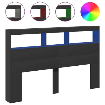 Zdjęcie produktu dla vidaXL Zagłówek LED z półkami czarny 160x17x102 cm