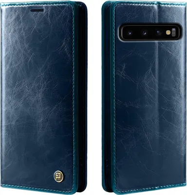 Produktbild von Handyhülle für Samsung Galaxy S10 Kunstleder Flip Vintage Cover Hülle RFID Schutz Case Kartenfach Farbe: Blau