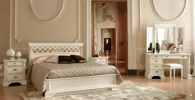 Image de Lit classique 2 tables de chevet chambre à coucher ensemble de 3 pièces de meubles italiens baroque