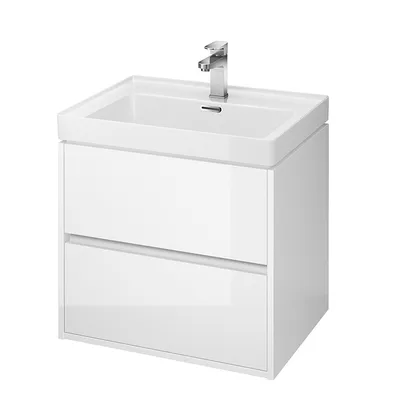 Produktbild von BADLAND Badmöbel Set Badezimmerschrank mit Keramikwaschbecken, 2-Schubladen CREA 60 Weiß
