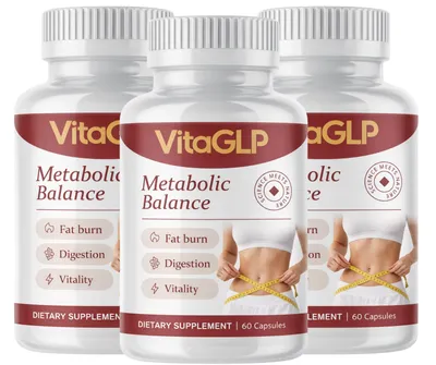 Image de Lot de 3 x 60 gélules de compléments alimentaires Vitaglp – à base d'extrait de thé vert, de vinaigre de cidre, de gingembre, de cannelle, de chrome et d'extraits végétaux – Pour adultes.