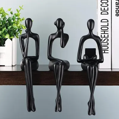 Immagine prodotto di Set di 3 figure in resina, sculture astratte per la casa e l'ufficio