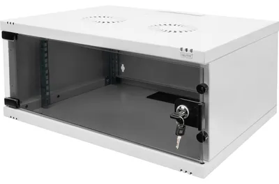 Obrázek produktu pro Digitus DN-38010, Nástěnný regál, 4U, 60 kg, Zámek, 10 kg, Šedá