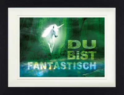 Produktbild von Einhörner Gerahmtes Bild Mit Edlem Passepartout | Wand-Bilder | Im Bilderrahmen - Du Bist Fantastisch (30 x 40 cm)