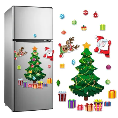 Productafbeelding van Kerstkoelkastmagneten – Kerstman en rendier decoratieset