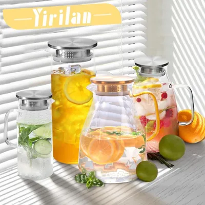 Productafbeelding van Famanu waterkan 1 liter - Glazen kan met deksel