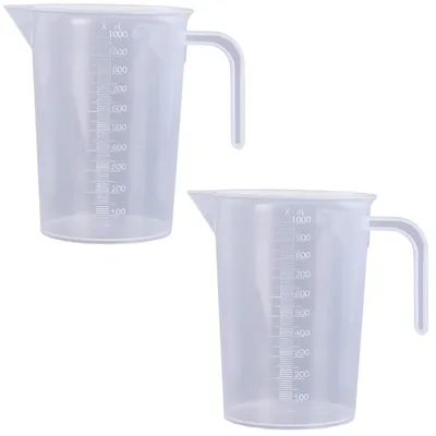 Obrázok produktu pre 2 odmerné poháre, objem 1000 ml, priehľadné, s váhou a výlevkou