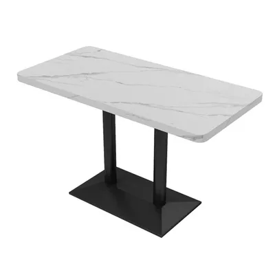 Immagine prodotto di 360Home Arredamento per la ristorazione: bar, caffetterie e ristoranti - Piano bianco, gambe nere, tavolo quadrato, tavolo da bistrot, 120 cm