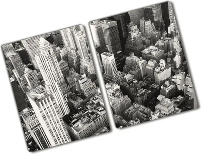 Produktbild von Tulup Glas Herdabdeckplatte - 2x40x52 cm - Glaskeramikkochfeld-Abdeckung Spritzschutz Glasabdeckplatte Kochplattenabdeckung und Schneidebrett - Zweiteilig - Sehenswürdigkeiten & Architektur - New York - Schwarzweiß