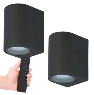 Image de HOFTRONIC - Applique murale LED dimmable 4W 2700K GU10 IP65 Noir lot de 2