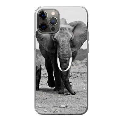Produktbild von MuchoWow® Handyhülle Schutzhülle Hülle für iPhone 13 Pro Elefant - Kind - Schwarz - Weiß Silikon Softcase Handy Hülle - Handy-Tasche