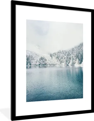 Produktbild von MuchoWow® Gerahmtes Poster Winter - Wasser - Schnee 60x80 cm - Poster mit Schwarzem Bilderrahmen Wandposter Rahmen Foto Bilder - Wohnzimmer - Dekorationen - Prämie